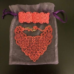 Coral coloured Necklace & Bracelet